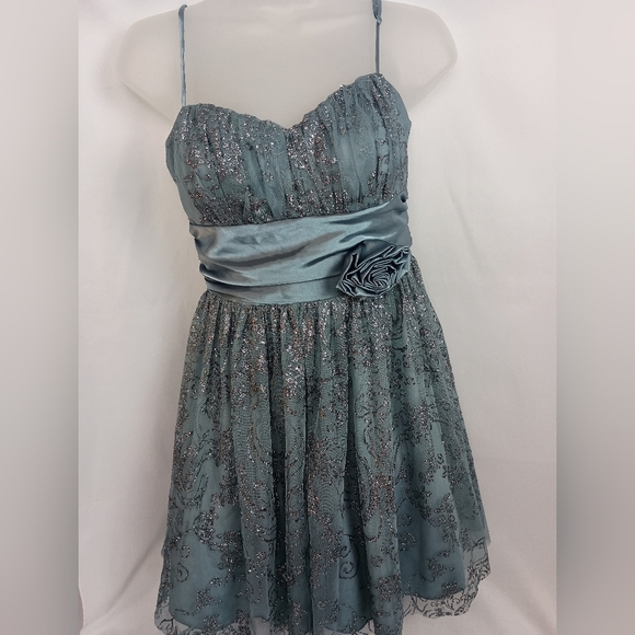 2/$30 Elegant Balletcore Blue Green Sequin Dress (#802) - Picture 1 of 10